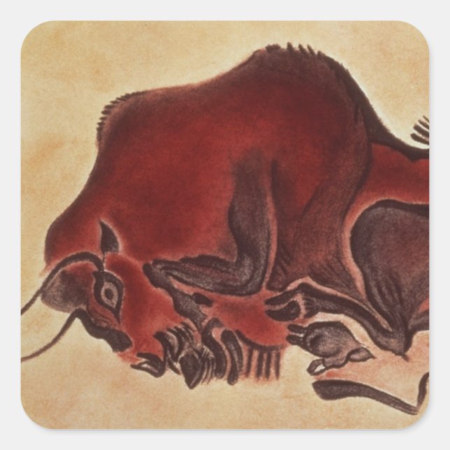 Schaukeln Sie Malerei eines Bisons, spätes Quadratischer Aufkleber (Vorderseite)