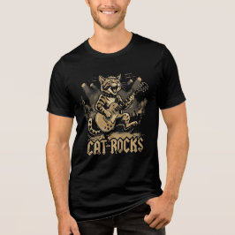 Schaukelnde Katze Gitarre Lustiges Musik Tier Desi Tri-Blend Shirt