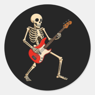 Schaukelndes Skelett für Halloween-Musikliebhaber Runder Aufkleber