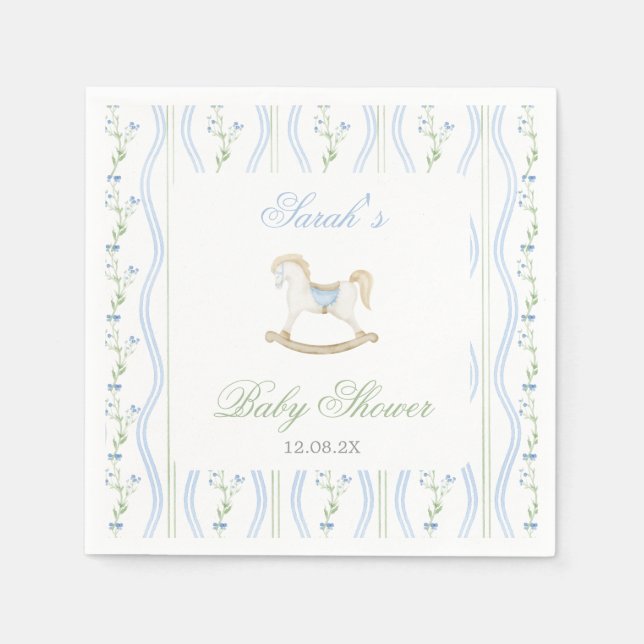 Schaukelpferd-Baby-Party Junge Serviette (Vorderseite)