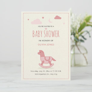 Schaukelpferd-Baby-Shower-Einladung, Mädchen-Baby- Einladung