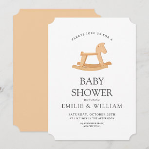Schaukelpferd-Baby-Shower-Einladung, Minimalistisc Einladung