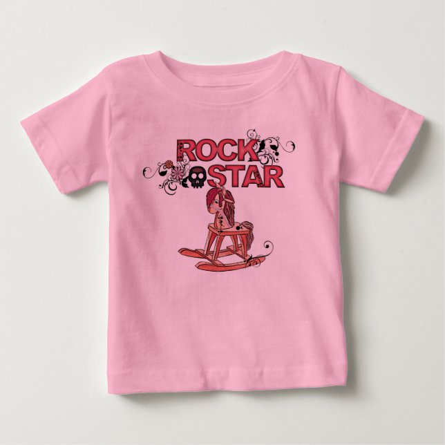 Schaukelpferd-Babyt-stück des Rockstars lustiges Baby T-shirt (Vorderseite)