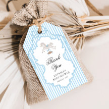 Schaukelpferd Blau Baby Shower Dankeschön