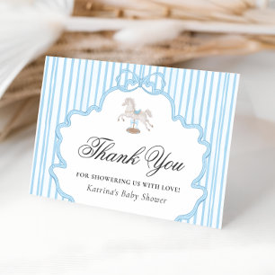Schaukelpferd Blau Baby Shower Dankeskarten Dankeskarte