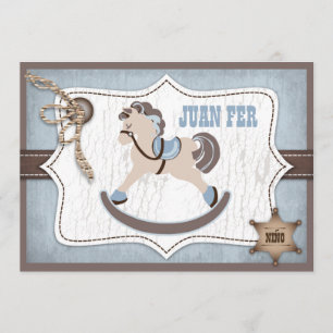 Schaukelpferd-Cowboy danken Ihnen blau Dankeskarte