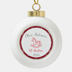 Schaukelpferd erstes Weihnachten Baby Junge oder M Keramik Kugel-Ornament