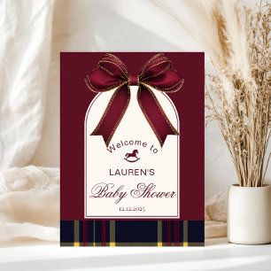 Schaukelpferd Luxus Gold Bogen Burgund Willkommen Poster