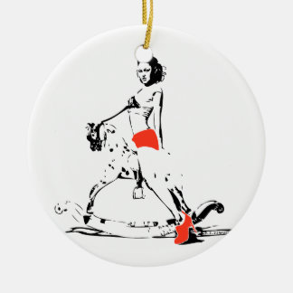 SCHAUKELPFERD-MÄDCHEN! KERAMIKORNAMENT