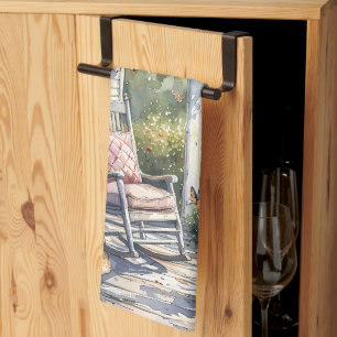 Schaukelstuhl-Szene auf der Wisteria-Veranda Geschirrtuch