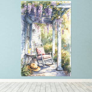 Schaukelstuhl-Szene auf der Wisteria-Veranda Leinwanddruck