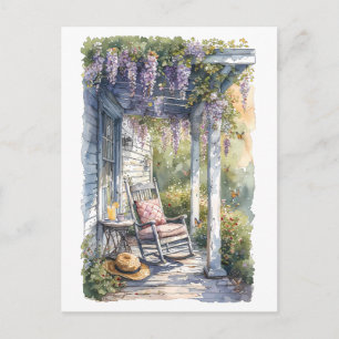 Schaukelstuhl-Szene auf der Wisteria-Veranda Postkarte
