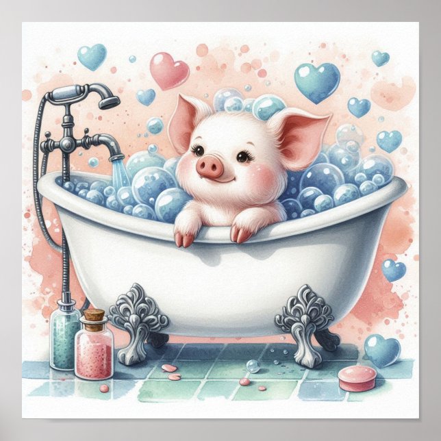 Schaumbad Schwein Poster (Vorne)