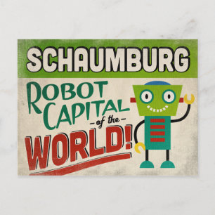 Schaumburg Illinois Robot - Funny Vintag Postkarte
