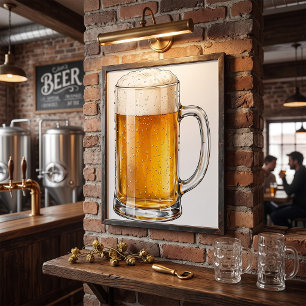 Schäumender kalter Bierkrug Trinker Poster