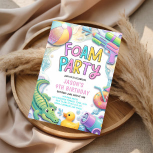 Schaumparty-Mädchen-Pool-Schwimm-Geburtstag Einladung
