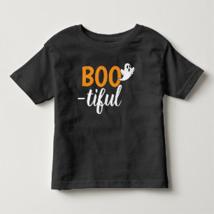 Schaurig schöne Orange-Schwarze Halloween-Geist-Fu Kleinkind T-shirt