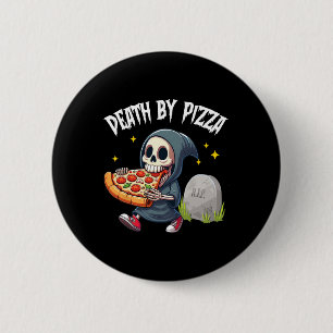 Schauriger Sensenmann isst Pizza-Tod durch Pizza V Button