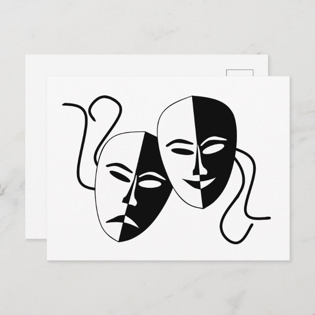 Schauspiel für einfache Drama-Comedy-Masken Postkarte (Vorne/Hinten)