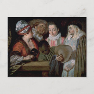 Schauspieler des Theaters Francais, c.1714-15 Postkarte
