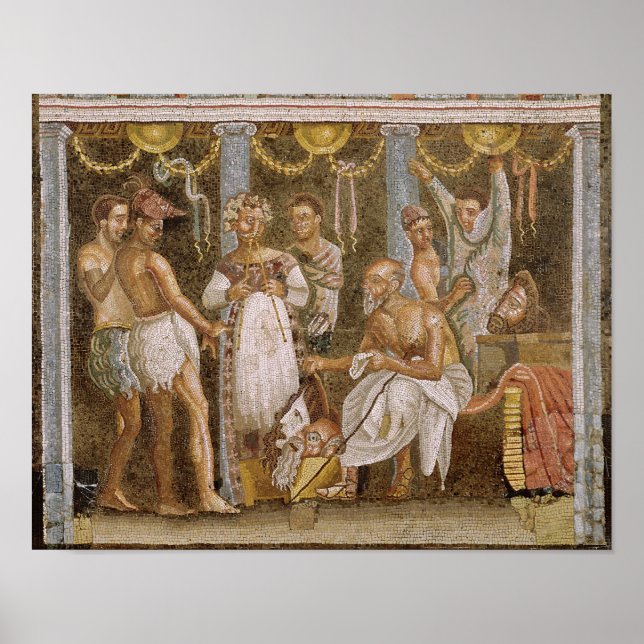 Schauspieler, die für ein Satyr-Stück (c.62-79 AD) Poster (Vorne)