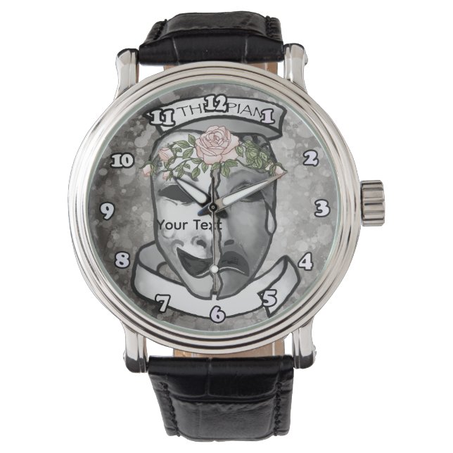 Schauspieler-Halbmasken Armbanduhr (Vorderseite)