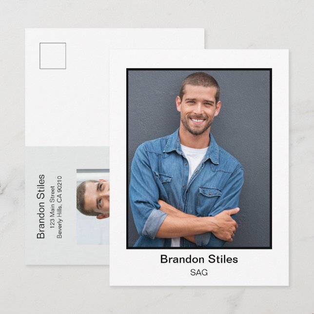 Schauspieler Headshot Foto Postkarte (Vorne/Hinten)