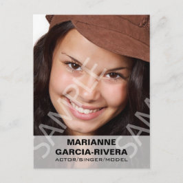 Schauspieler-Headshot Weißes transparentes Panel Postkarte