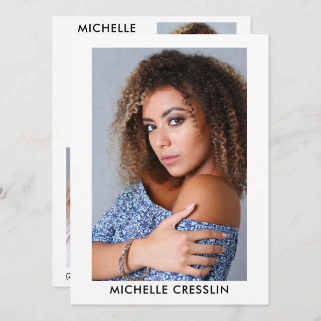 Schauspieler Modell 3 Foto Zurück Comp Zed Card 5. Einladung (Vorne/Hinten)