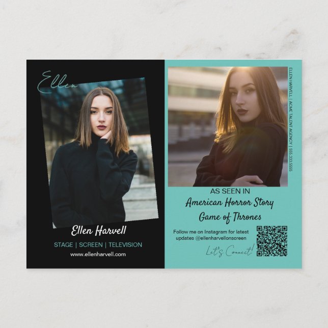 Schauspieler Modell Composite 3 Foto Promo-Karte P Postkarte (Rückseite)