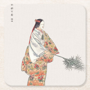 Schauspieler spielen Hanjo japan Kunstmalerei Kogy Rechteckiger Pappuntersetzer