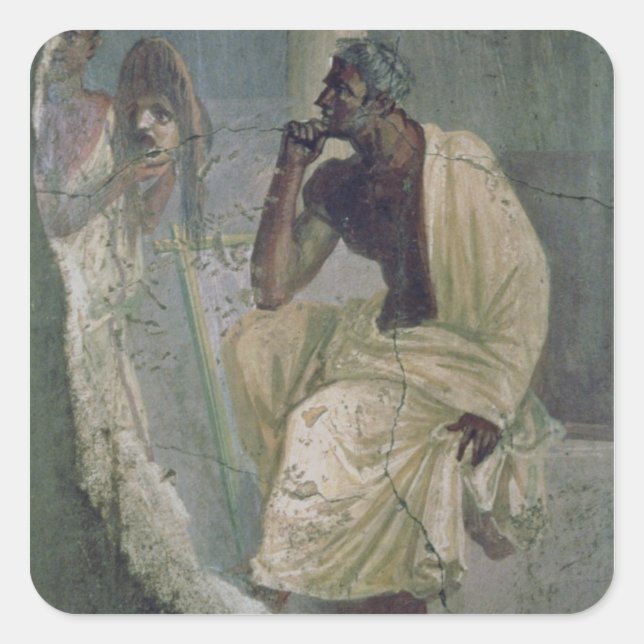 Schauspieler und Maske aus dem Haus des tragischen Quadratischer Aufkleber (Vorderseite)