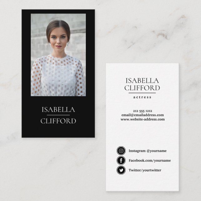 Schauspieler-vorbildlicher Tänzer-Schwarz-weiße Visitenkarte (Vorne/Hinten)