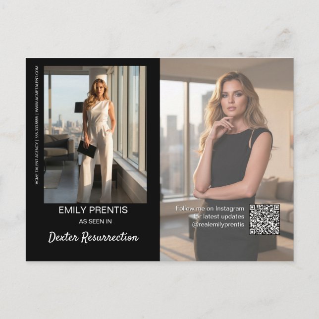 Schauspieler-Werbekarte | 3-Foto-Composite-Postkar Postkarte (Rückseite)