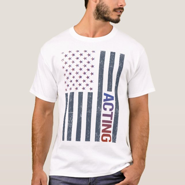 Schauspielerin der amerikanischen Flagge Schauspie T-Shirt (Vorderseite)