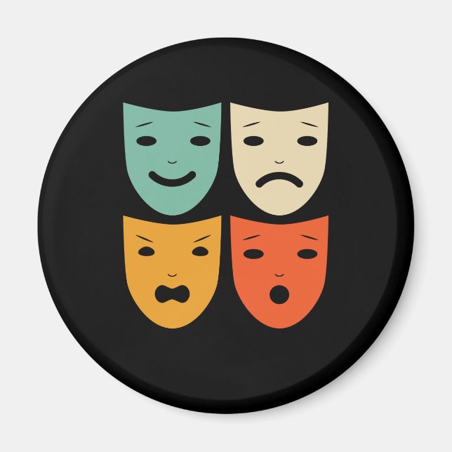 Schauspielerin Vintage Theatermaske Magnet (Vorne)