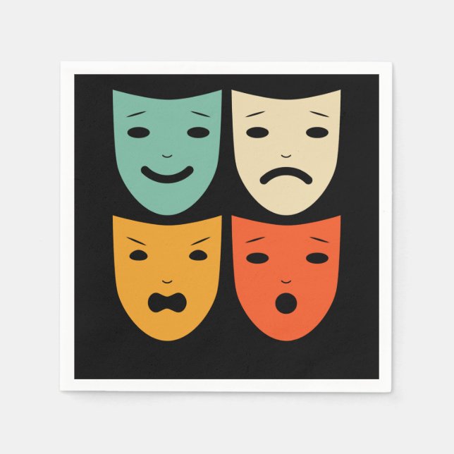 Schauspielerin Vintage Theatermaske Serviette (Vorderseite)