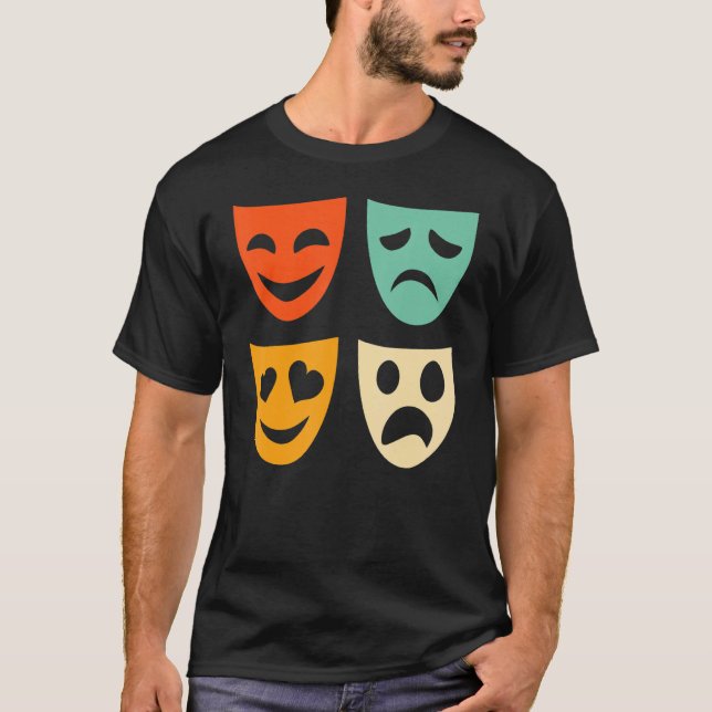 Schauspielerin Vintage Theatermaske T-Shirt (Vorderseite)
