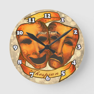 Schauspielermasken Runde Wanduhr