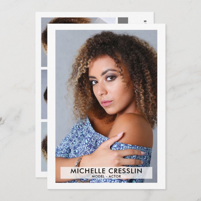 Schauspielmodell 12x18 Zed Comp Card 3 Foto zurück Einladung (Vorne/Hinten)