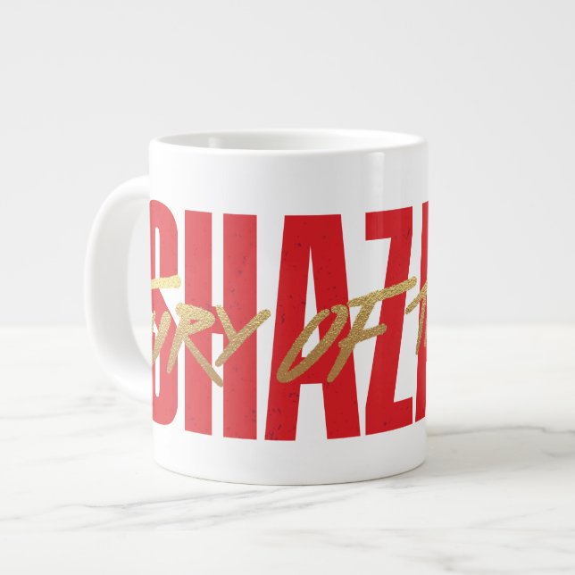 SCHAZAM! Götterwut | Logo für die goldene Markieru Jumbo-Tasse (Vorderseite Links)