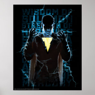 SCHAZAM!   Shazam & Abilities BlitzTypografie Poster
