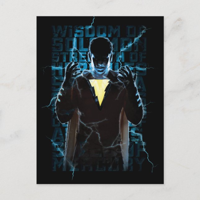 SCHAZAM! | Shazam & Abilities BlitzTypografie Postkarte (Vorderseite)