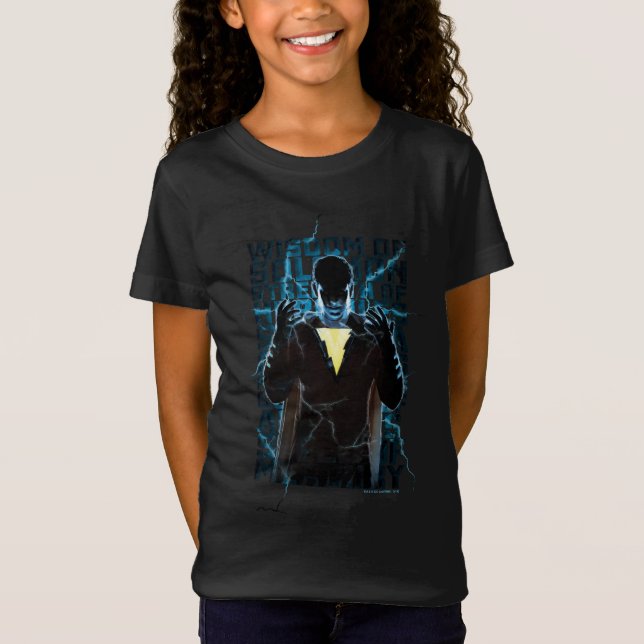 SCHAZAM! | Shazam & Abilities BlitzTypografie T-Shirt (Vorderseite)