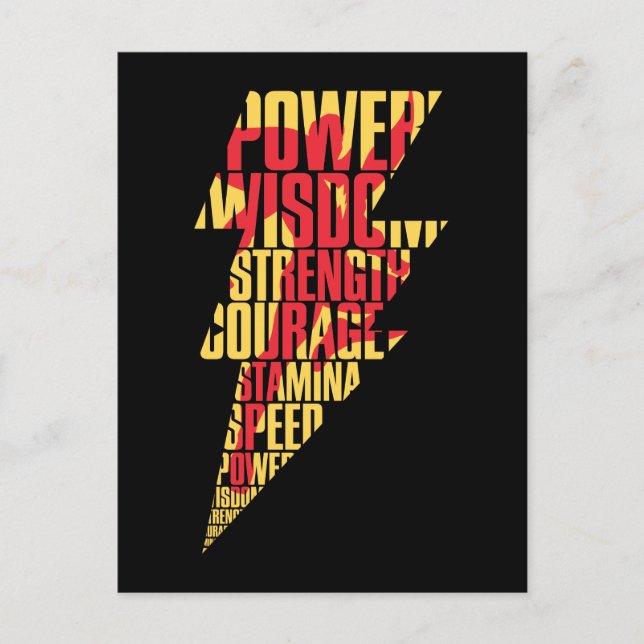 SCHAZAM! | Shazam Abilities Lightning Graphic Postkarte (Vorderseite)