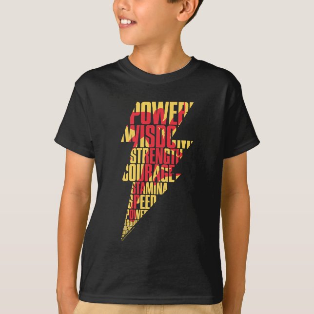 SCHAZAM! | Shazam Abilities Lightning Graphic T-Shirt (Vorderseite)