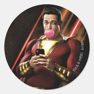 SCHAZAM!   Shazam Blasble Bubble Gum Runder Aufkleber