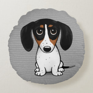 Scheckdalmatiner-Dackel Süßer Welpe Hund Rundes Kissen