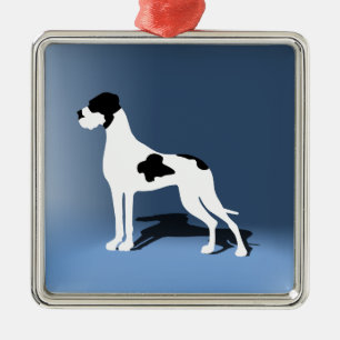 Schecke Deutsche Dogge Silbernes Ornament