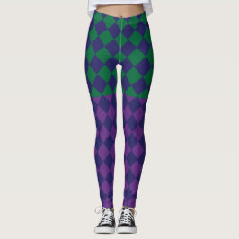 Scheckte blaue, lila und grüne kleinere Leggings. Leggings